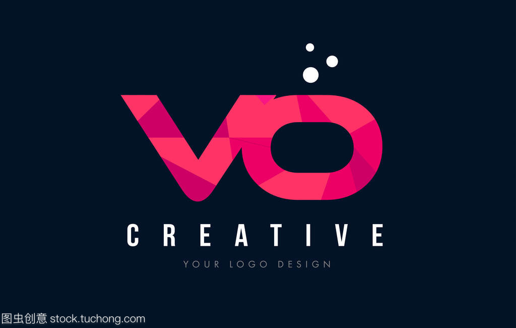 融合未來(lái)主義 VO字母徽標(biāo)與紫色低聚三角幾何的視覺(jué)創(chuàng)新